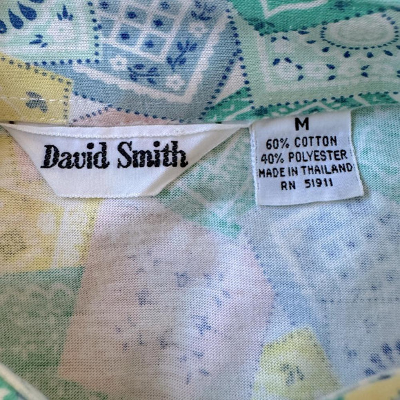Vintage ‘90s David Smith Pastel Cottagecore Print Short Sleeve Polo Shirt - Picture 7 of 8